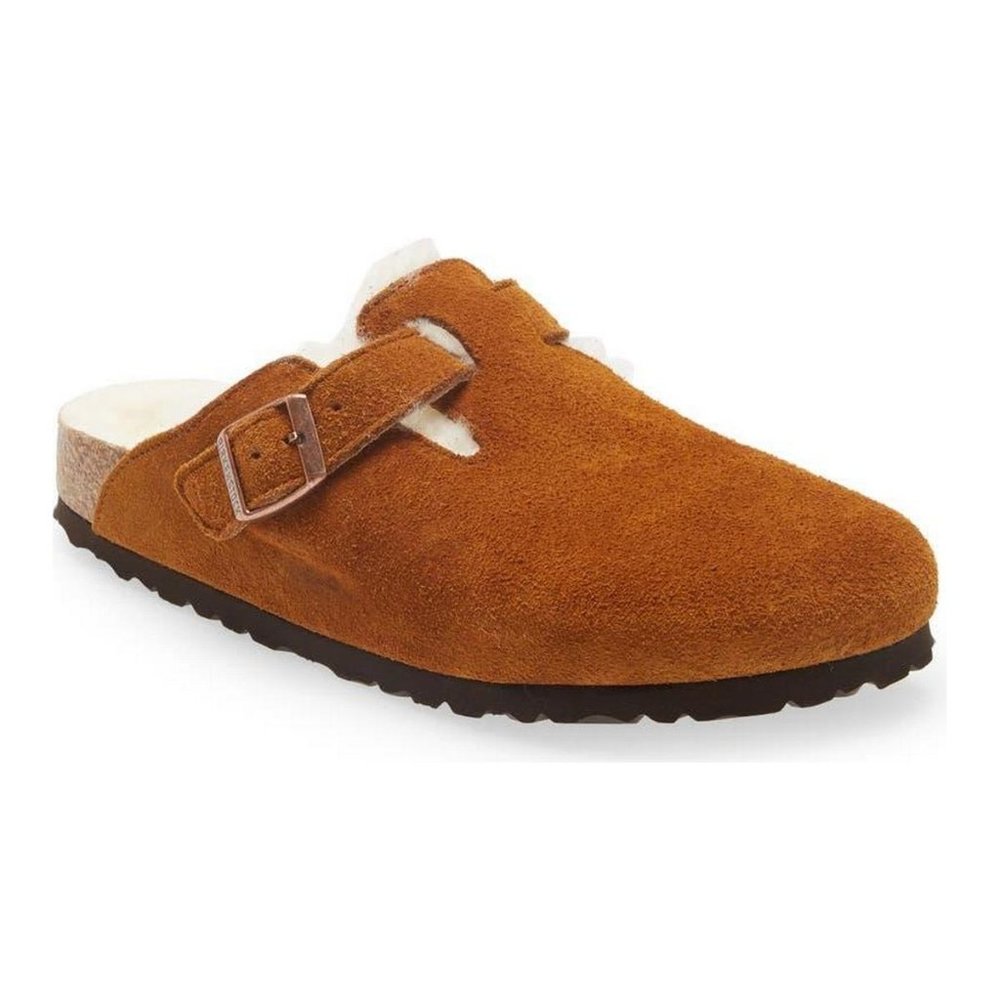 Birkenstock Boston Genuine Shearling Lined Clog in Mink/Natural